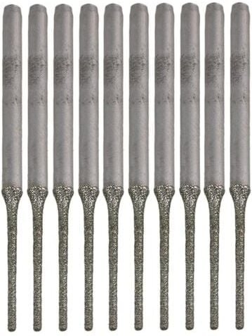 10-teiliges Diamant-Bohrerset mit verlängerter Silberspitze von , zum Bohren von Löchern in Mineralien, Perlen, Achaten,...