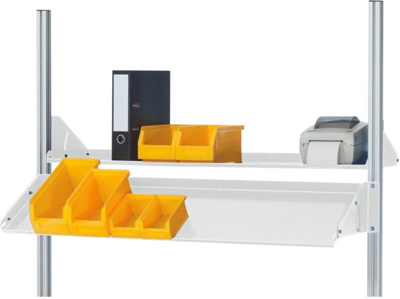 Metallablage neigbar ee, B750(665)xT300xH160mm, RAL7035 - RAU