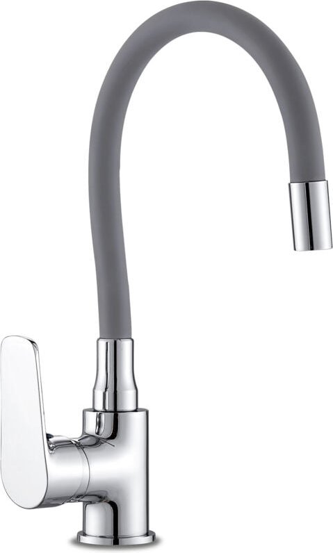 Grauer Spültischmischer mit flexiblem Gummiauslauf