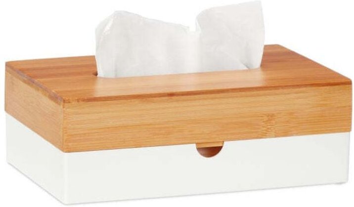 Thumbnail - Weie taschentuchbox mit bambusdeckel 8