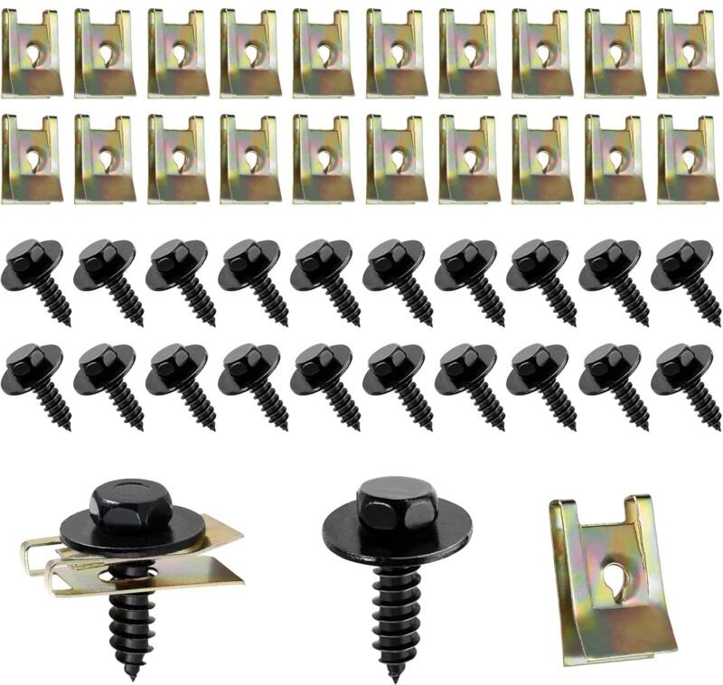Lntyq - 20-teiliges Schrauben- und Muttern-Clip-Set – U-Typ-Kotflügelbefestigung – Auto-Spritzschutz – verschleißfest un...