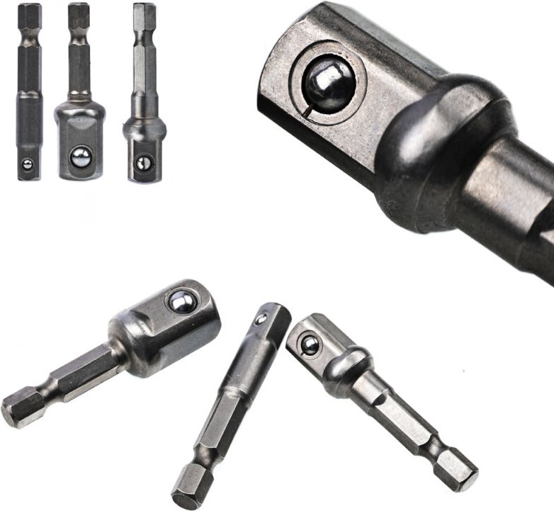 Rosfix Adapter für Stecknüsse 50mm, 1/2 3/8 1/4 3 Stk.