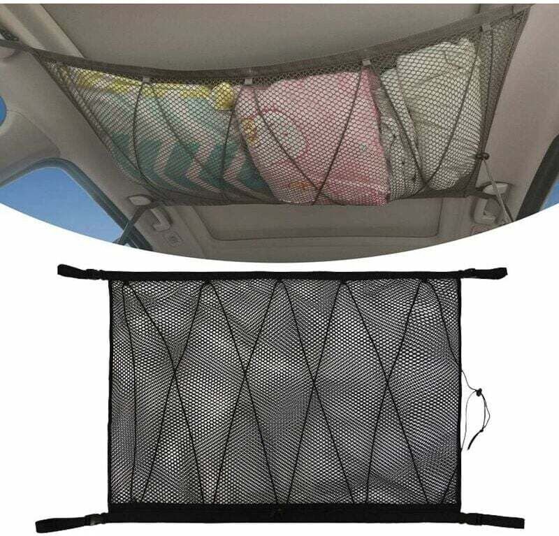 Rete portaoggetti per auto, borsa universale per tetto auto con cerniera, rete portaoggetti nera per suv, organizer per ...