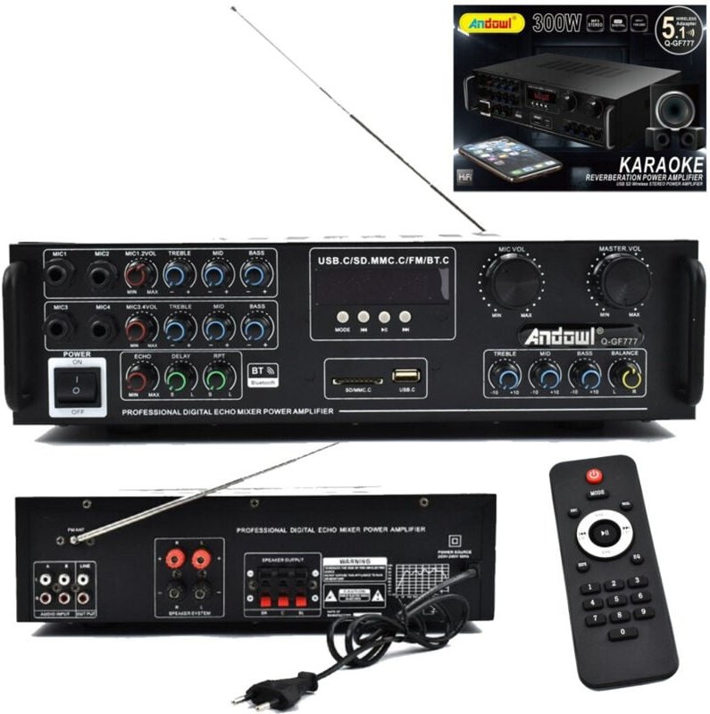 Trade Shop - verstärker 300W 5.1 bluetooth usb fm MP3 karaoke-funktion fernbedienung Q-GF777 -