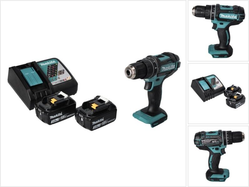Dhp 482 rf Akku Schlagbohrschrauber 18 v 62 Nm + 2x Akku 3,0 Ah + Ladegerät - Makita