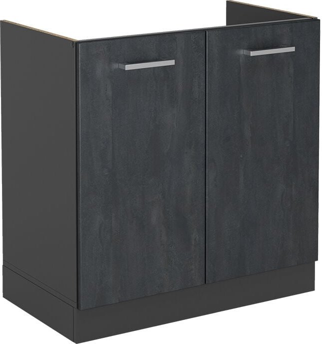 Vicco - stehender Küchenschrank R-Line, Schwarz Beton, 80 cm ohne Arbeitsplatte