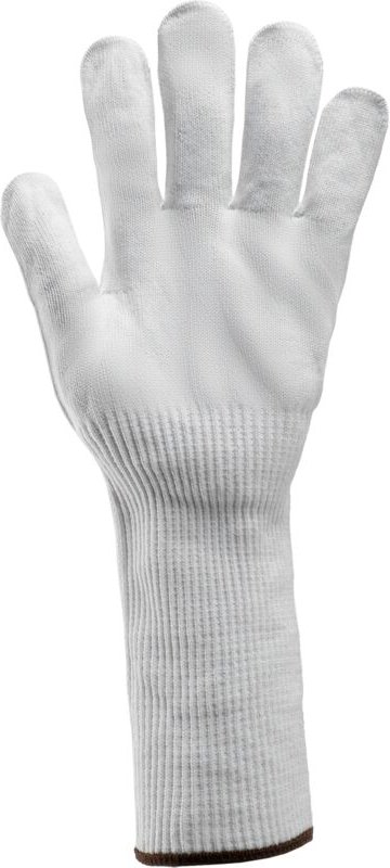 Pack mit 10 Paar EUROCUT FOOD Arbeitshandschuhe aus weißem Strick - Cut E Größe 10