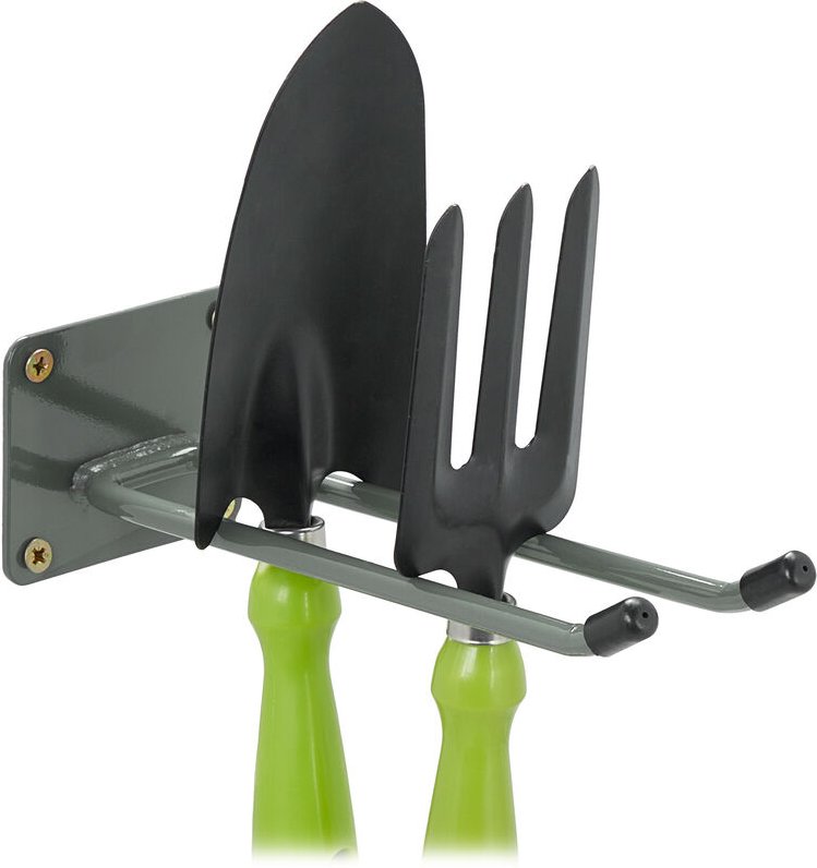 Relaxdays - Wandhaken, 24 cm lang, Doppelhaken Wand, Gerätehalter Garage, Werkstatt & Keller, Besenhalter Stahl, anthraz...