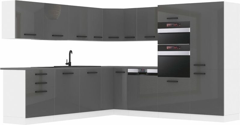 Küchenzeile Küchenblock Küche L-Form Jane Küchenmöbel mit Griffe, Einbauküche ohne Elektrogeräten mit Hängeschränke und ...