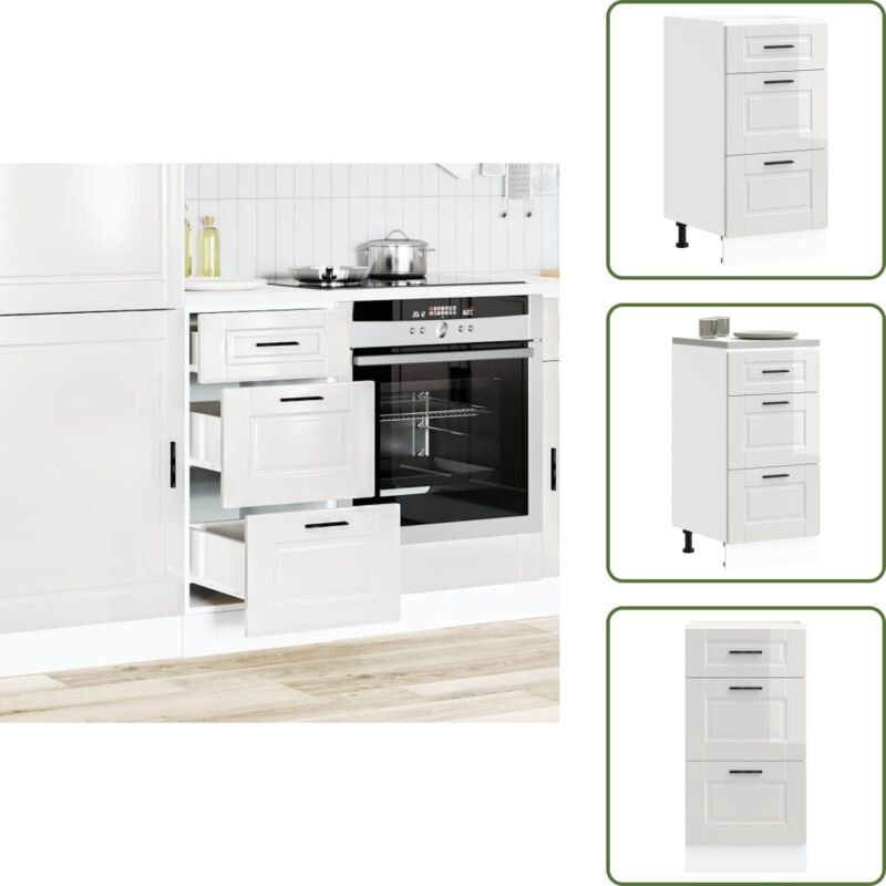 Küchenunterschrank Porto Hochglanz-Weiß Holzwerkstoff - Küchenunterschrank - Küchenunterschränke - Spülenunterschrank - ...