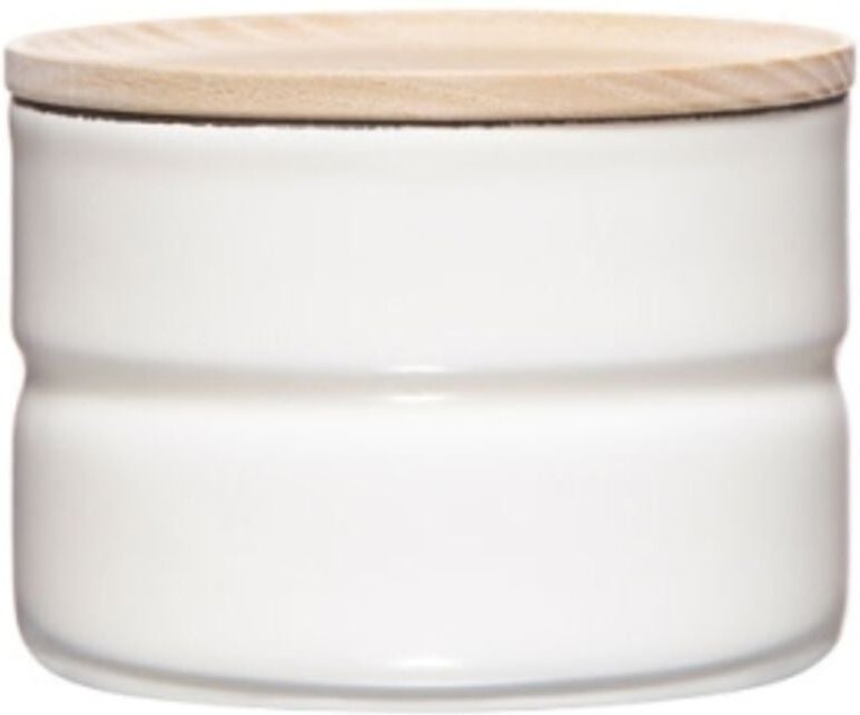 Unbekannt - Riess Vorratsdose mit Eschenholzdeckel Ø8cm 0,19L White Emaille