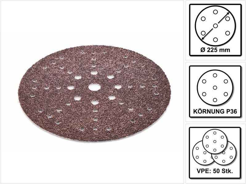 Stf D225/48 Schleifscheibe Saphir P36 225 mm 50 Stk. ( 2x 205652 ) für Langhalsschleifer planex - Nachfolger von 495175 ...