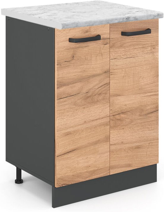Vicco - Küchenunterschrank R-Line, Goldkraft Eiche, 60 cm ap Marmor