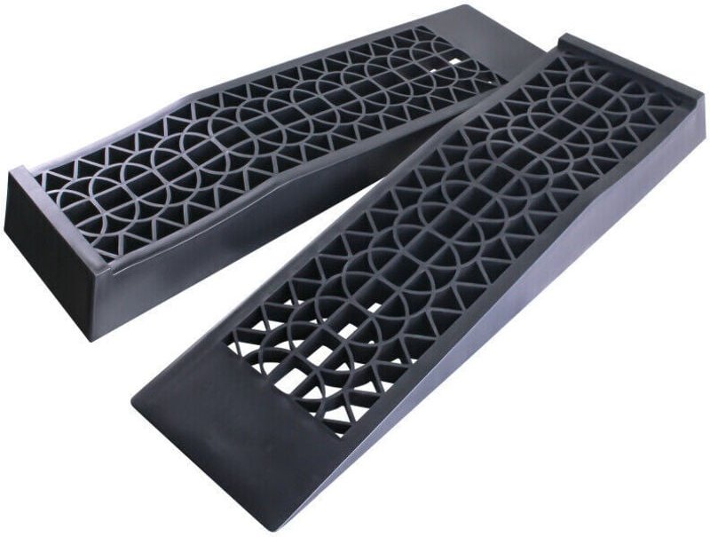 2 Stück Kunststoff-Auffahrrampen, 3T Hochleistungs-Laderampe, Gehwegkeile, Autohebebühne, 70x20x8cm Schwarz