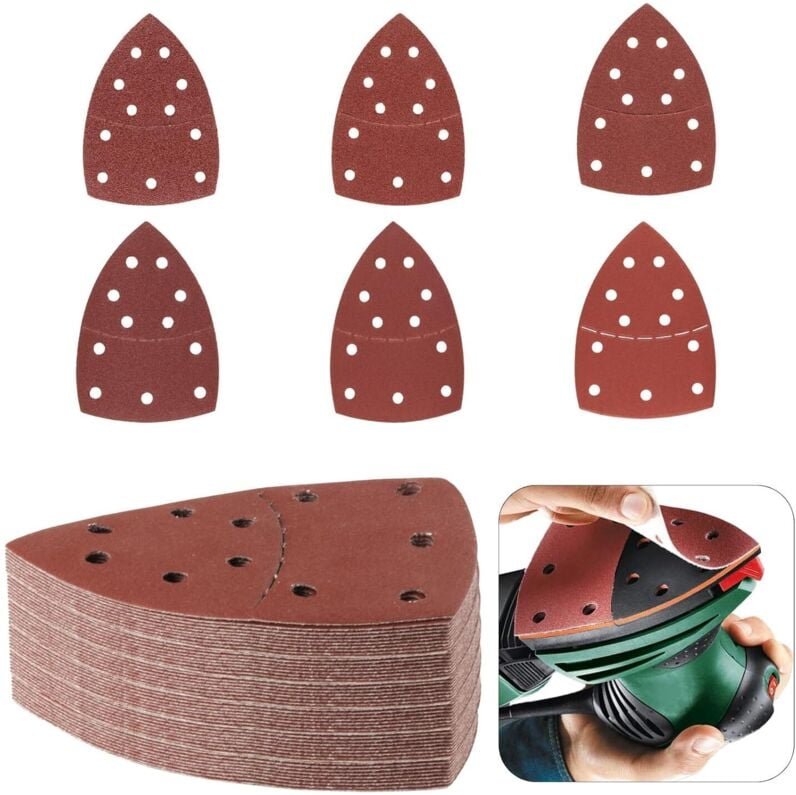 60 Stück Schleifdreiecke, Schleifpapier Mausschleifpapier, 11 Löcher Schleifblätter Schleifpapier für Multischleifer Dre...