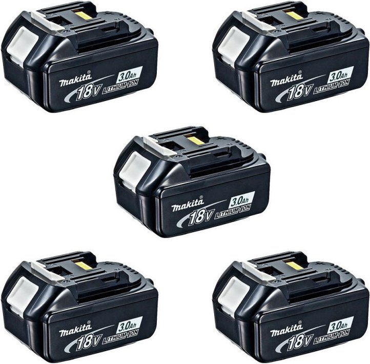 5er Pack 18V Li-Ion lxt 3.0 Ah Akkus mit Ladeanzeige BL1830B Makita