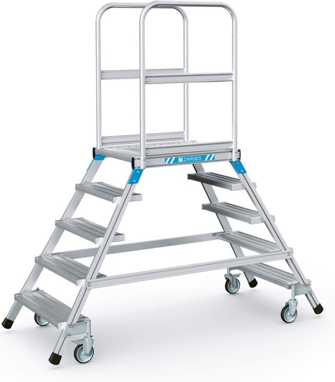 Zarges Podestleiter fahrbar mit 2x5 Leichtmetall-Stufen