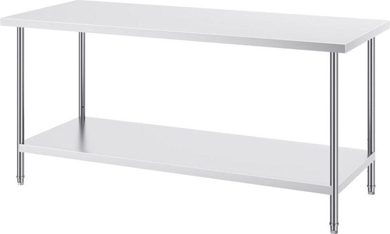 Thumbnail - 30 x 72 x 34 Zoll Edelstahl-Zubereitungstisch, 920 lbs Tragkraft, robuster Metall-Arbeitstisch mit 3 einstellbaren Höhen...
