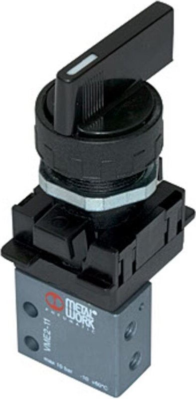 3/2-Miniventil, manuell, Drehhebel, nc, bistabil, M5 seitlich - Riegler