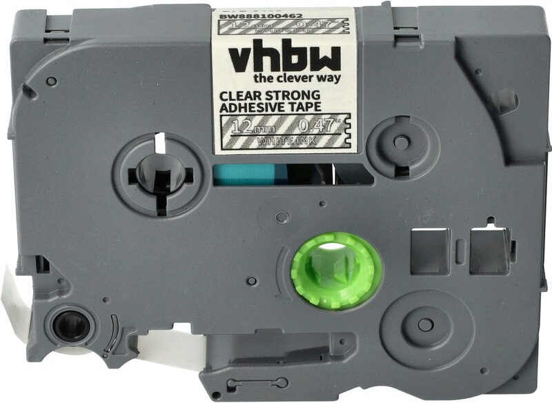 Vhbw - Schriftband-Kassette kompatibel mit Brother gl H105, 100, 200, H100 Etiketten-Drucker 8m x 12mm Weiß auf Transpar...