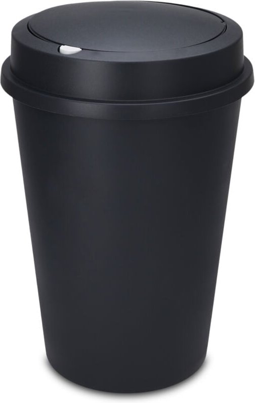 Spetebo - xl Kunststoff Abfalleimer anthrazit mit Push Deckel - 50 l - Runder Mülleimer mit abnehmbaren Deckel - Müllton...