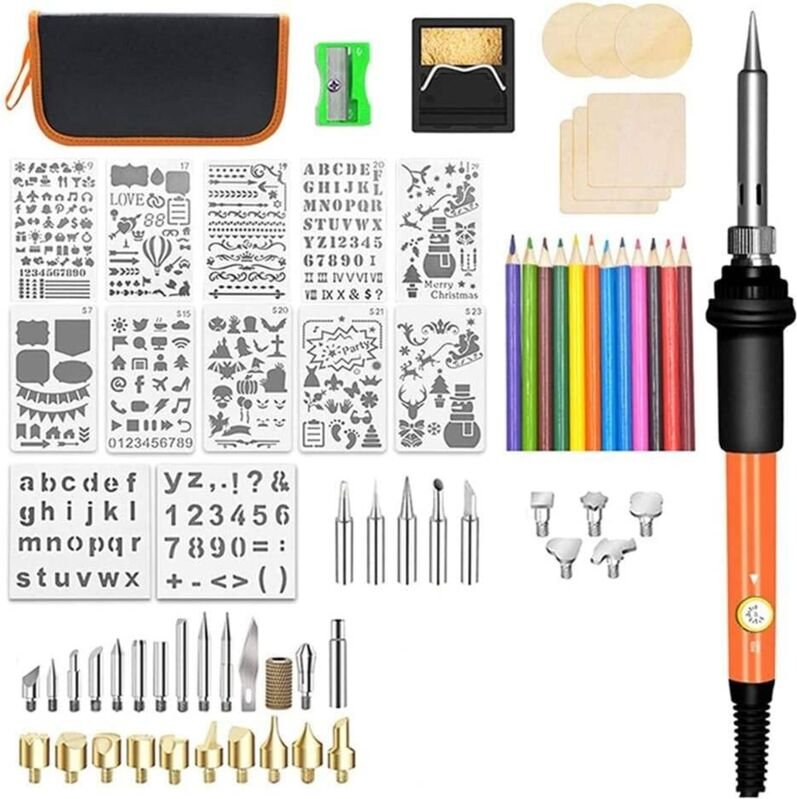 60 w professionelles Brandmalerei-Set, professionelles Brandmalerei-Werkzeug zum Prägen, Schnitzen, Brandmalerei, Löten,...