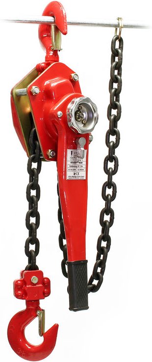 Wiltec - Kettenzug mit 3000kg Traglast und 1,5m Kettenlänge, einfaches Lastenheben, Flaschenzug, Seilzug, Handkran, Hand...