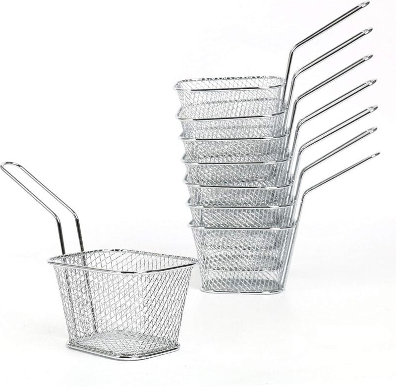 Thumbnail - Set mit 8 Frittierkörben aus Chrom, Frittierkörben, Frittierkörben, ideal für Pommes Frites, Garnelen, Zwiebelringe - Ln...