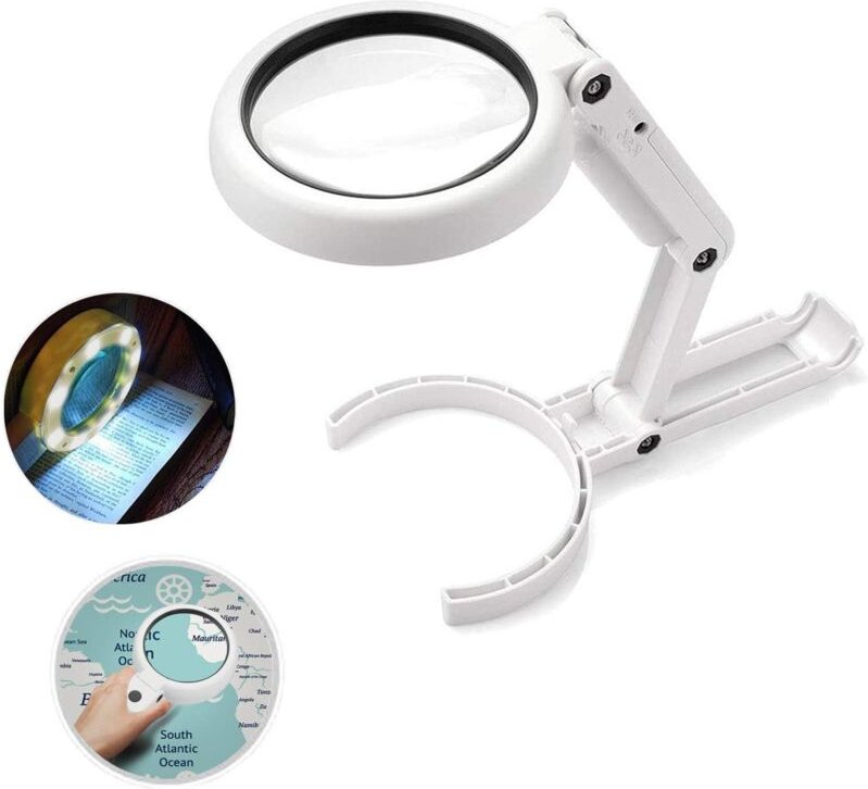 Handlupe, 5-fache 11-fache Tischlupe mit klappbarem Ständer, für Büro, Schmuck, Zeitung, Lesen, Uhrenreparaturhandwerk