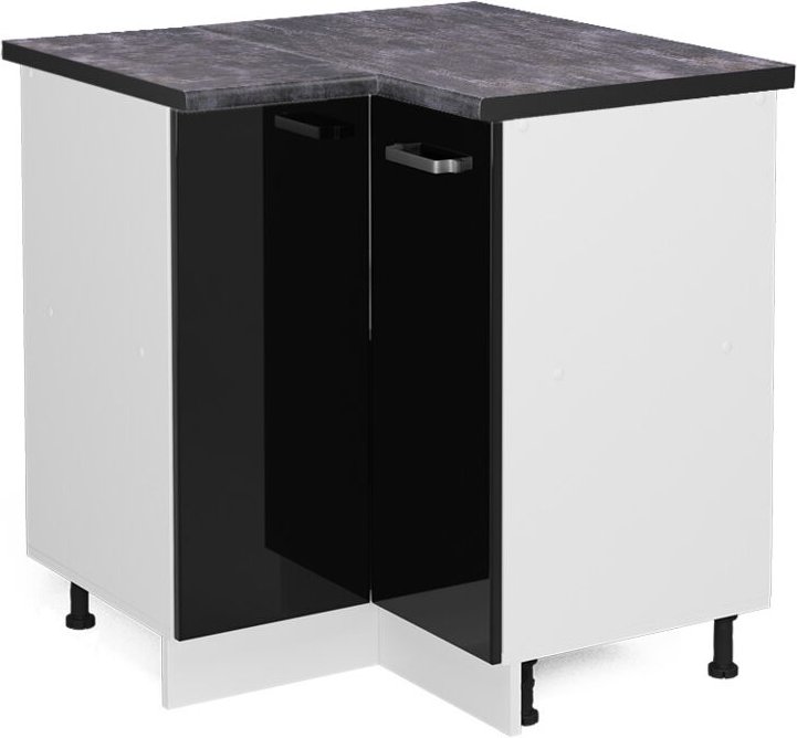Vicco - Eckunterschrank R-Line, Schwarz Hochglanz, 75.6 cm, ap Anthrazit