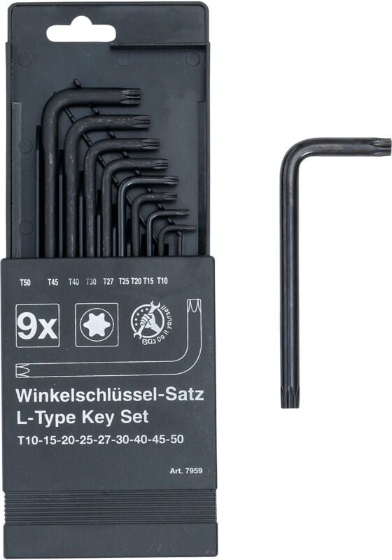 Winkelschlüssel-Satz T-Profil (für Torx) T10 - T50 9-tlg.