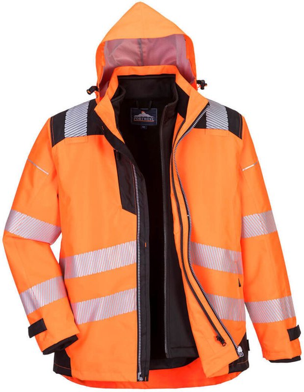 Parka PW3 3-in-1 Hochsichtbarkeit Orange/Schwarz 3XL