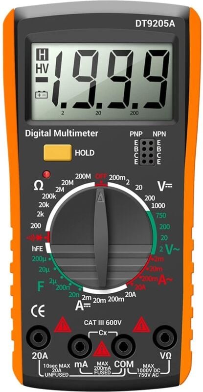Multifunktionsmultimeter DT9205A Digitalmultimeter AC/DC-Stromspannungsmesser Widerstandskapazitätstester für industriel...