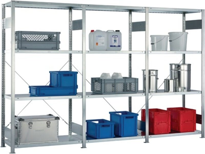 Steckregal H2000xB3000xT400mm Grund-/Anbaur.verz.12Stahlb.Trgf150kg Feldl.1650kg - 9000452999 - Meta