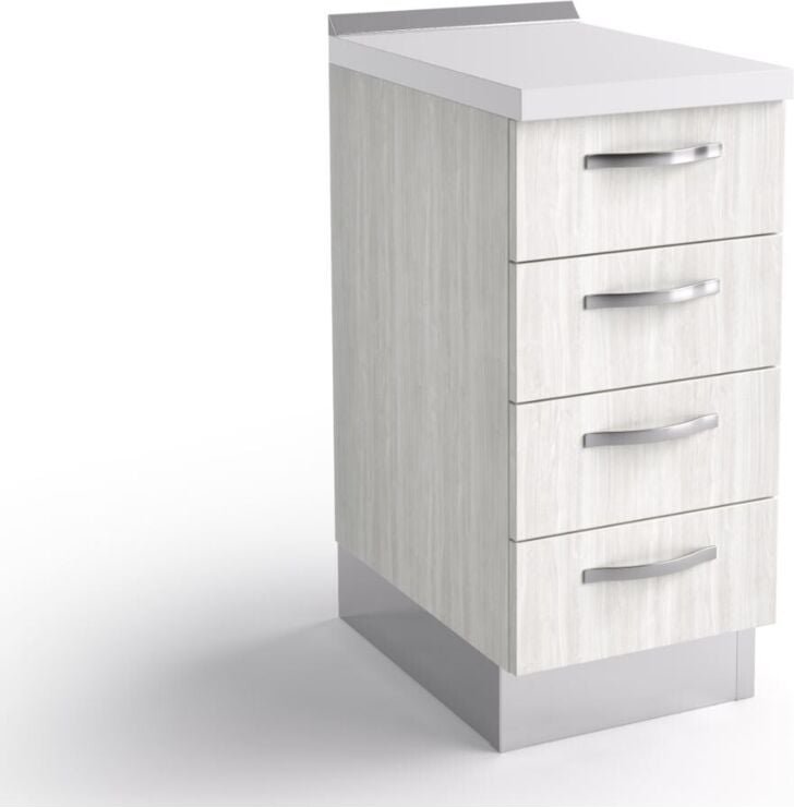 Küchenkommode mit Untergestell 40x60x84 cm aus weißem Alaska-Holz mit vier Schubladen - Massa