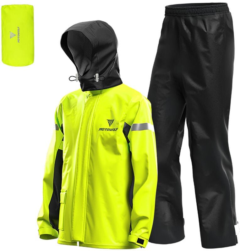 Thumbnail - Decdeal - Motorrad-Regenanzug für Herren, reflektierende wasserdichte Jacke und Hose für den Außenbereich, Regenausrüstu...