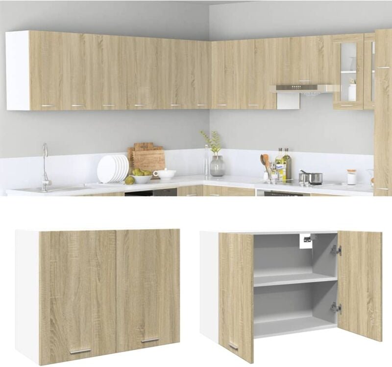 Hängeschrank Lyon Sonoma-Eiche 80x31x60 cm Holzwerkstoff Vidaxl