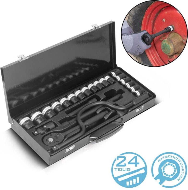Stahlwerk - Steckschlüssel-Satz 24-teiliger Knarrenkasten mit 1/2' Umschaltknarre