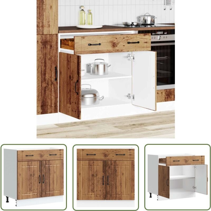 The Living Store - vidaXL Küchen-Unterschrank Lucca Altholz-Optik Holzwerkstoff