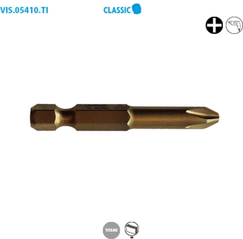 Schachtel mit 15 Langschaft-Bits 1/4'' - PHILLIPS® Titan Classic PH N°2 Lang. 50mm