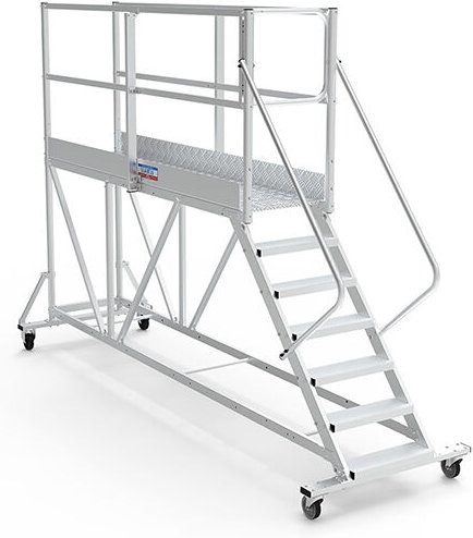 Mobile Plattform mit Geländer rechts und links + Sicherheitstür - Maximale Arbeitshöhe 4.00m - PTF2510GD-P