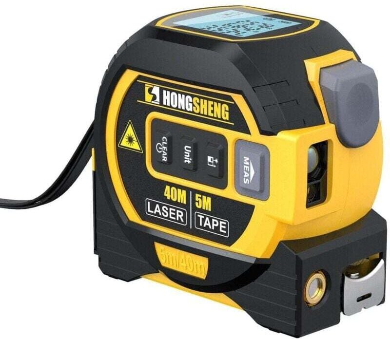 Ulisem1 pc Digitales Maßband, 40 m Laser-Entfernungsmesser und 5 m Maßband, Echtzeit-Digitalanzeigeeinheiten in FT/M/in