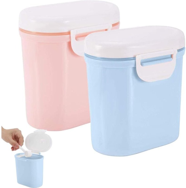 2 Stück Baby-Milchspender, tragbare Milchpulver-Spenderbox mit Nivellierer und Löffel zur Aufbewahrung von Milchpulver u...