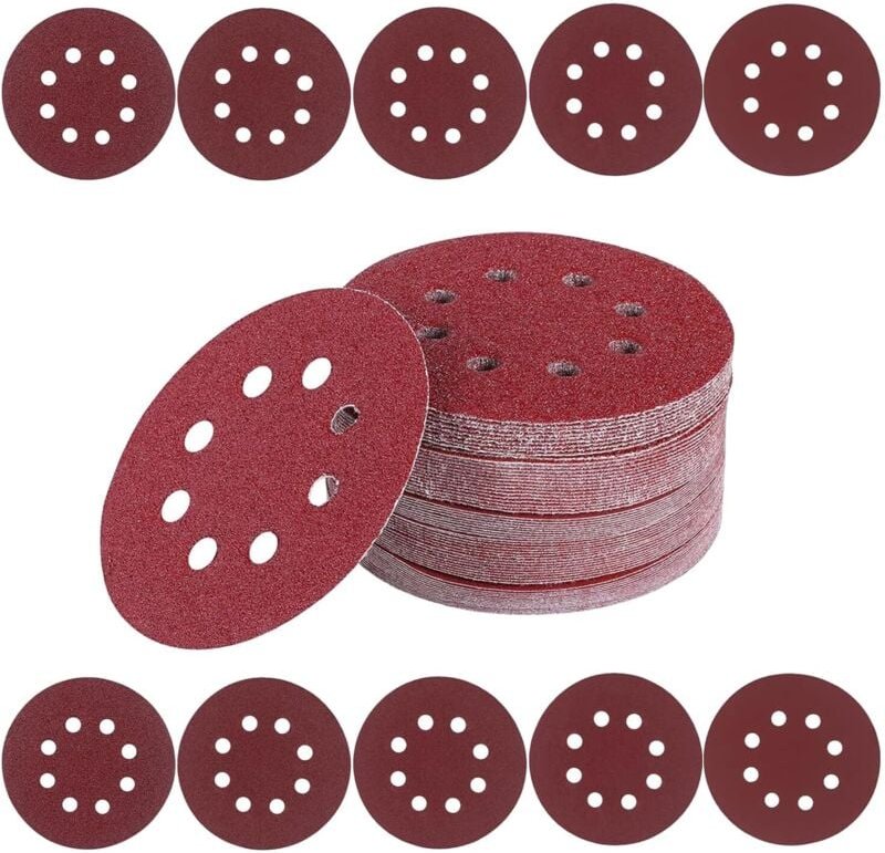 125 mm Schleifscheiben, gemischte Körnung 40/60/80/120/180/240/320/400/600/800, Schleifpapier, 100 Stück, 8 Löcher, Schl...