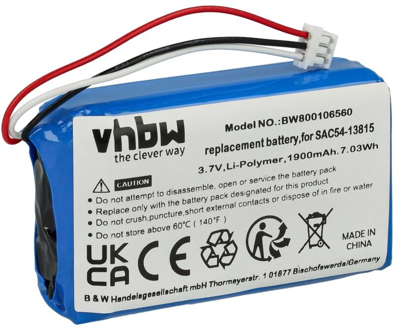 Vhbw - Akku Ersatz für SAC54-13815 für Hundehalsband Hunde-Trainer (1900 mAh, 3,7 v, Li-Polymer)