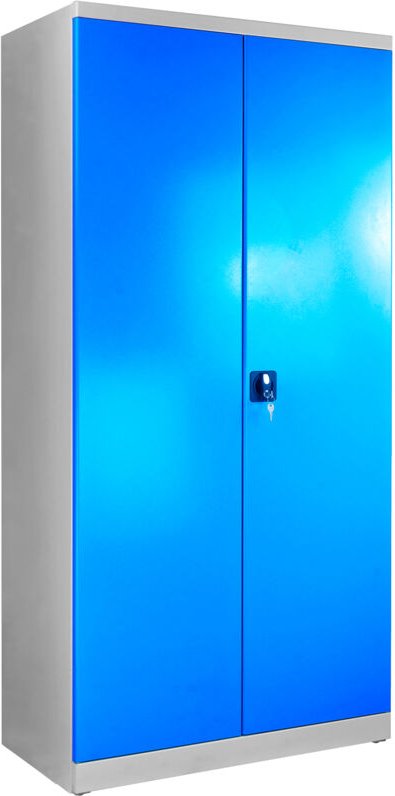 ADB Flügeltürenschrank, grau, RAL 7035, Höhe: 1950mm, Breite: 950mm Front:RAL 5012, Tiefe: 500