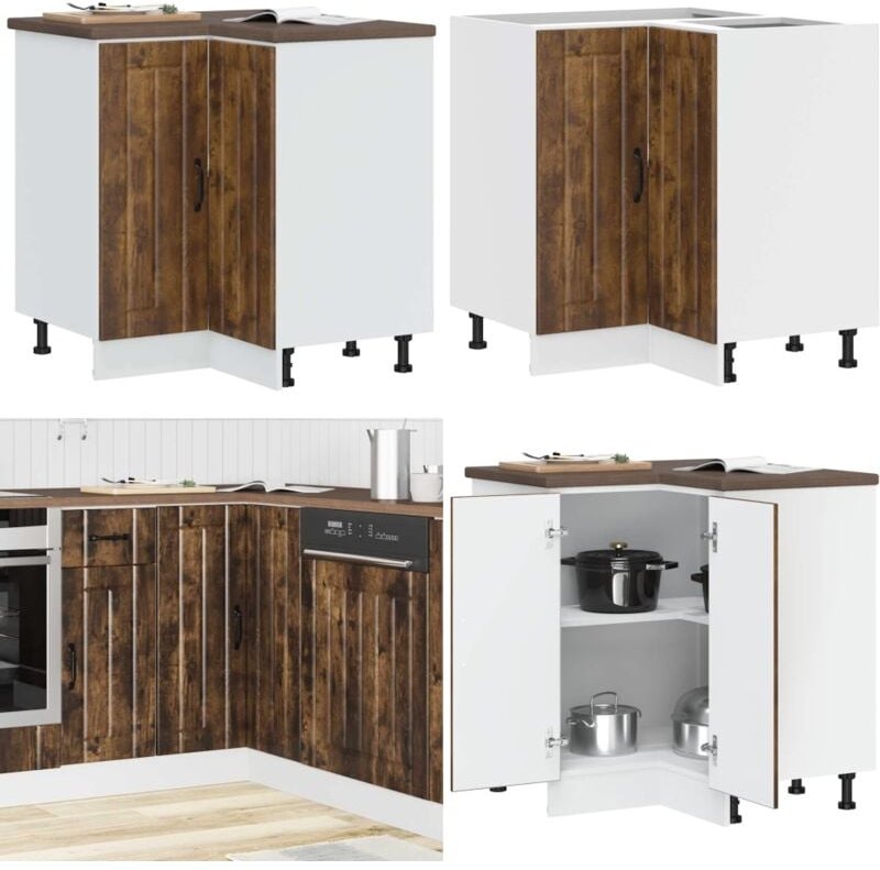 Küchen-Eckunterschrank Lucca Räuchereiche Holzwerkstoff - Vidaxl