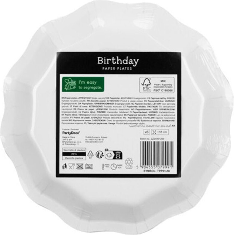 Pappteller ''Hello 18'' achtzehn, 18cm, 6 Stk.