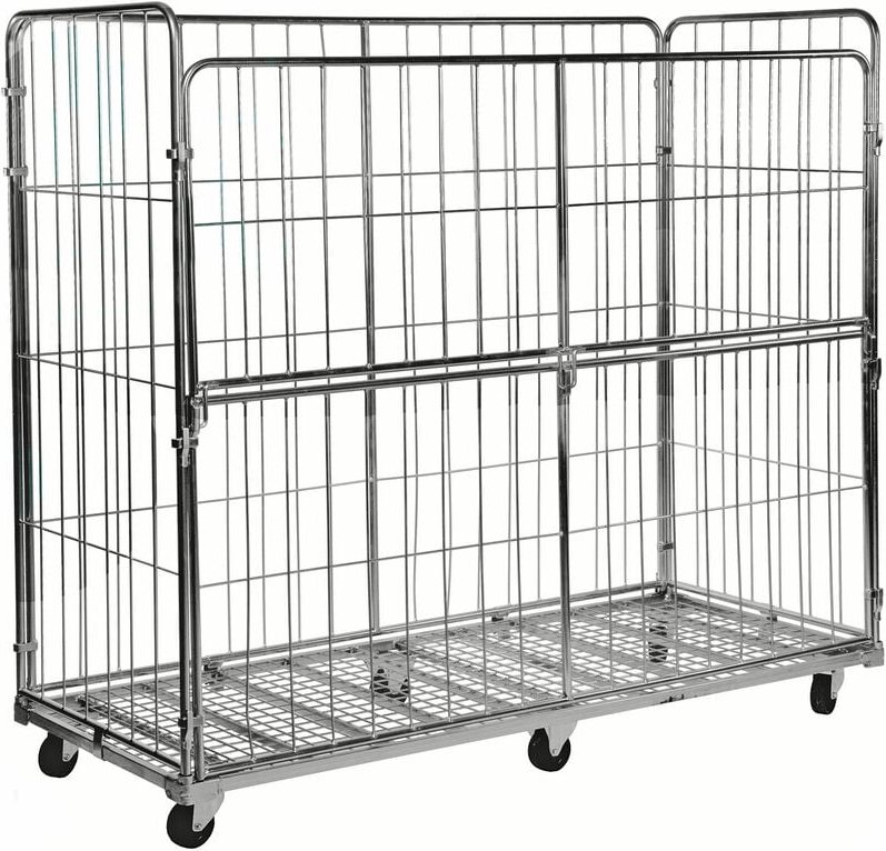 Kongamek Rollcontainer verzinkt 2000x800x1800mm mit 4 Gitterwänden vorne halb zu öffnen mit Bremse