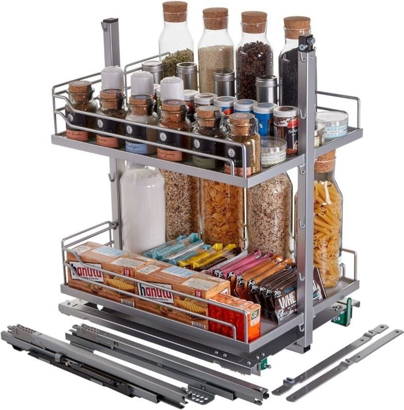 Dispensa junior iii Apothekerauszug silbergrau für Korpusbreite 400 mm mit arena classic Tablaren / Kesseböhmer